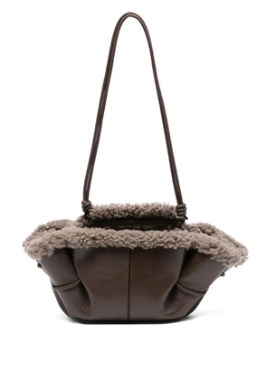 Hereu leather shearling tote bag - Brown