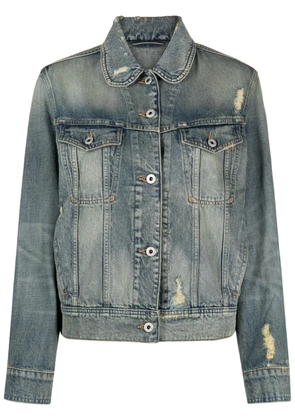 Kenzo Peter Pan-collar ripped denim jacket - Blue