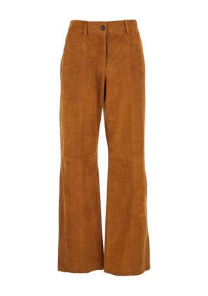 Tela suede straight-leg trousers - Brown