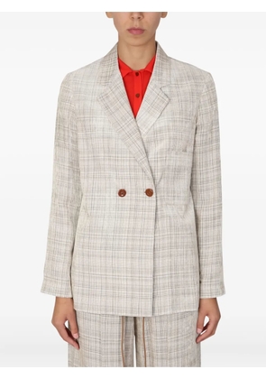 Alysi checked double-breasted jacket - Neutrals