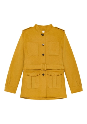 MALIPARMI belted patch-pocket military coat - Yellow