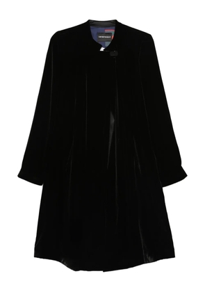 Emporio Armani liquid-velvet buttoned coat - Black