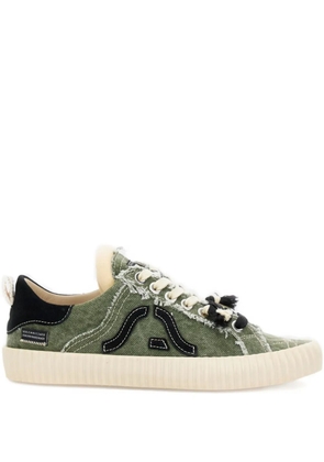 springa canvas frayed-trim sneakers - Green