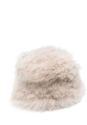 Simonetta Ravizza sheepskin fluffy hat - Neutrals