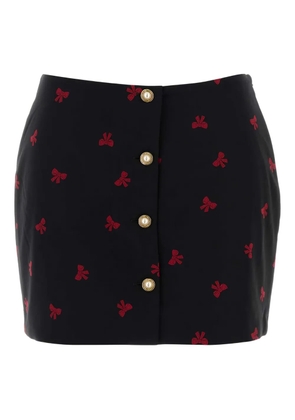 Alessandra Rich bow-print button skirt - Black