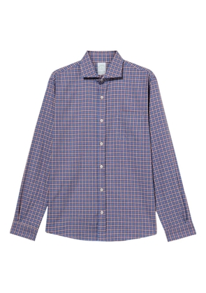 Brooks Brothers checked spread-collar cotton shirt - Blue