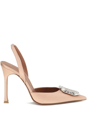 Amina Muaddi 105mm Camelia jewel-embellished pointed-toe heeled sandals - Neutrals