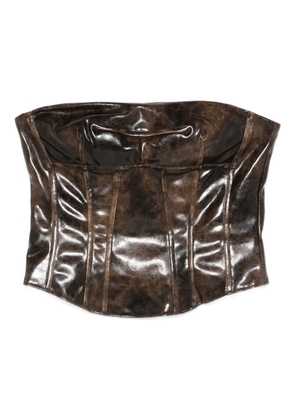Patrizia Pepe coated zip-up corset - Brown