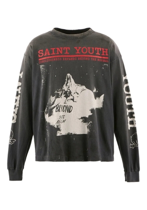 SAINT MXXXXXX graphic-print long-sleeve T-shirt - Black
