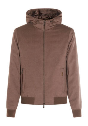 Moorer hooded zip-front coat - Brown