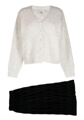 b+ab pleated brushed-effect skirt suit - White