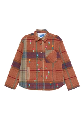 SUSANNA BLU embroidered plaid shirt jacket - Brown