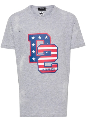 DSQUARED2 logo-print distressed T-shirt - Grey