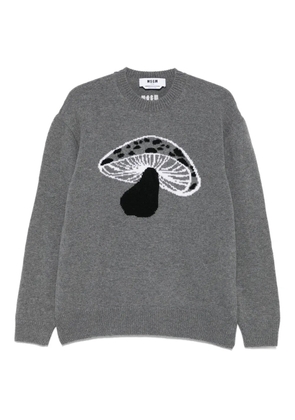MSGM mushroom-intarsia wool-blend sweater - Grey