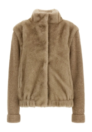 MC2 Saint Barth faux-fur knit bomber jacket - Neutrals