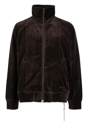 Mastermind World skull-embroidered zip-up jacket - Brown