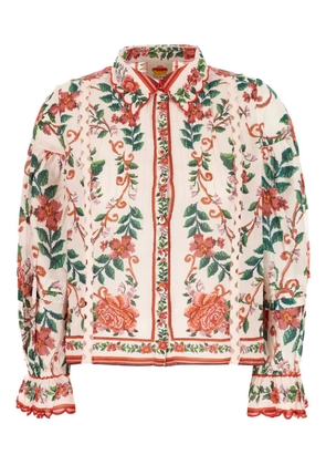 FARM Rio Flower Tapestry cotton shirt - Orange