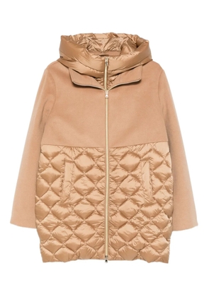 Marella quilted-panel hooded coat - Brown