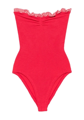 Hunza G gingham-trimmed swimsuit - Red