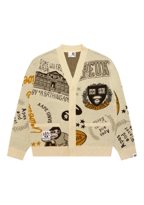 AAPE BY *A BATHING APE® graphic-design buttoned cardigan - Neutrals