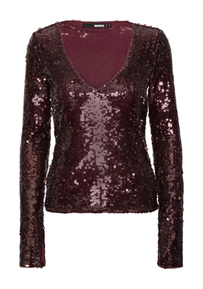 ROTATE BIRGER CHRISTENSEN sequin-embellishment V-neck top - Red