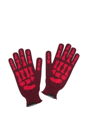 JORDANLUCA skeleton-print gloves - Red