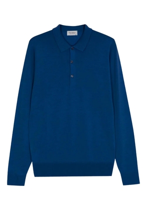 John Smedley Belper long-sleeve polo shirt - Blue