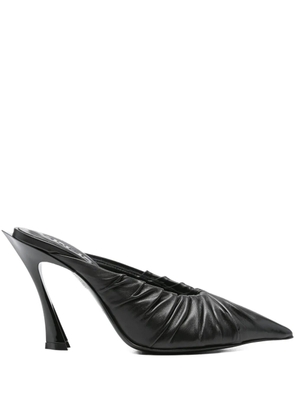 Mugler 95mm Fang pleated pointed-toe mules - Black