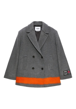 MSGM contrasting-band double-breasted coat - Grey