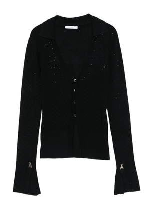 Patrizia Pepe rhinestone-embellished bell-sleeve cardigan - Black