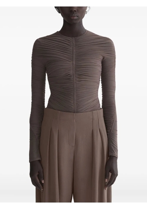 Mugler gathered long-sleeve T-shirt - Brown