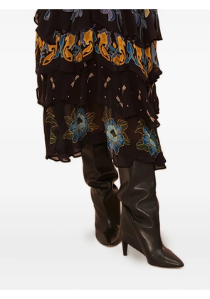 FARM Rio floral-print ruffled dress - Black