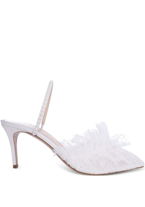 Andrea Wazen 75mm France lace mules - White
