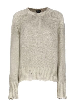 Avant Toi frayed crew-neck sweater - Neutrals