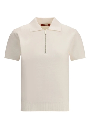 Max Mara Teti zip ribbed polo top - Neutrals