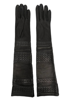 Manokhi elbow-length panelled leather gloves - Black