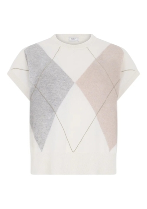 Peserico diamond-pattern short-sleeve top - White