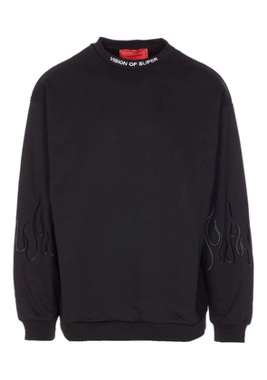 Vision Of Super flame-embroidered crewneck sweatshirt - Black