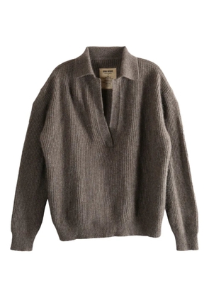 Uma Wang v-neck polo top - Brown