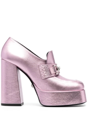 Versace Aevitas 125mm metallic-effect platform pumps - Pink