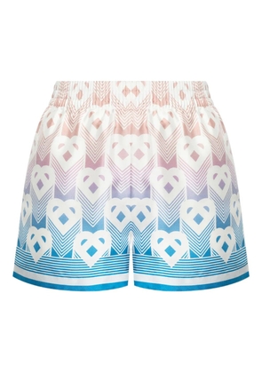 Casablanca monogram-print silk shorts - Blue