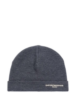 Emporio Armani logo-embroidered wool beanie - Grey