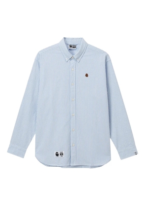 FINGERCROXX logo-patch striped shirt - Blue