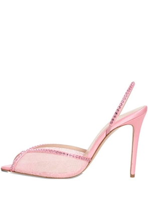 Andrea Wazen 105mm lace embellished slingback pumps - Pink