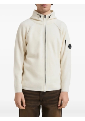 C.P. Company logo-detail zip-up hoodie - Neutrals