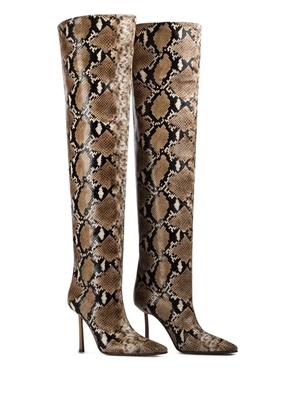 Le Silla 110mm Vittoria snake-print boots - Brown