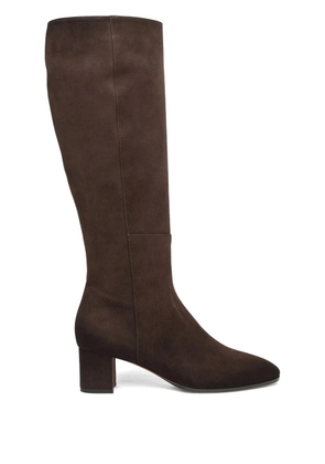 Santoni 50mm suede mid-heel boots - Brown