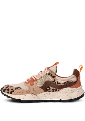 FLOWER MOUNTAIN Yamano 3 leopard-print lace-up sneakers - Neutrals