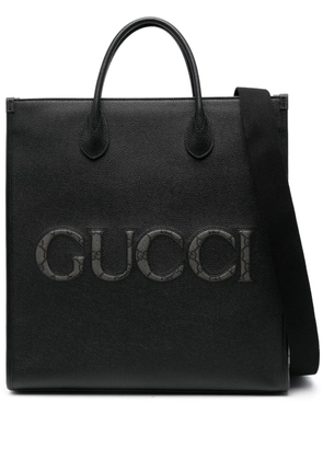 Gucci logo-embossed leather tote bag - Black