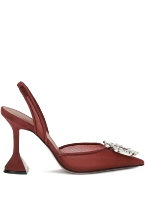 Amina Muaddi 95mm Begum crystal-embellished heeled sandals - Red